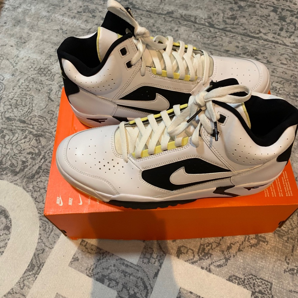 Nike Air Flight Lite Mid Mens 11.5 White Black Lemon Wash Excellent DV0824-100
